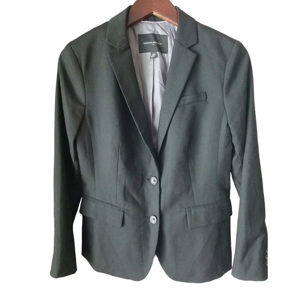 Banana‎ Republic Factory Black Blazer Womens 2 Button Core Blazer Jacket Size 2P